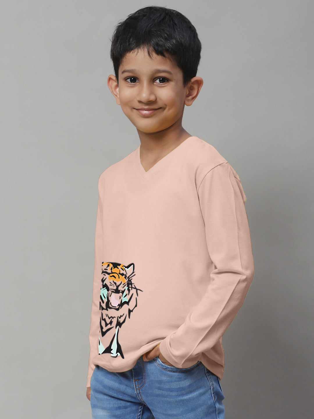 Boys Tiger Full Sleeves Printed T-Shirt - Friskers