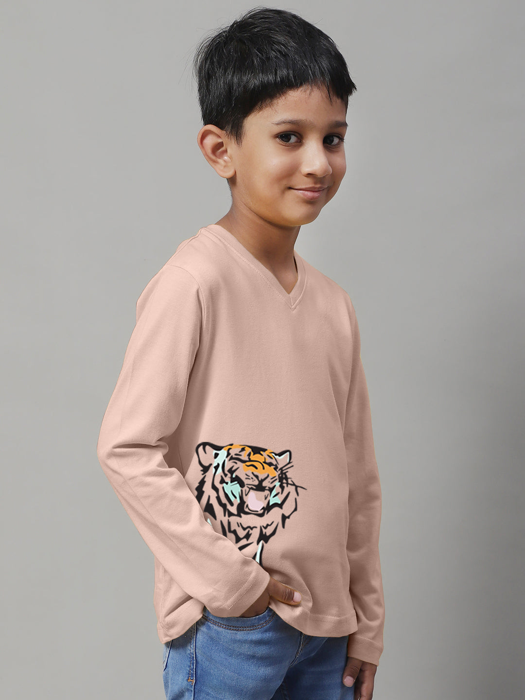 Boys Tiger Full Sleeves Printed T-Shirt - Friskers