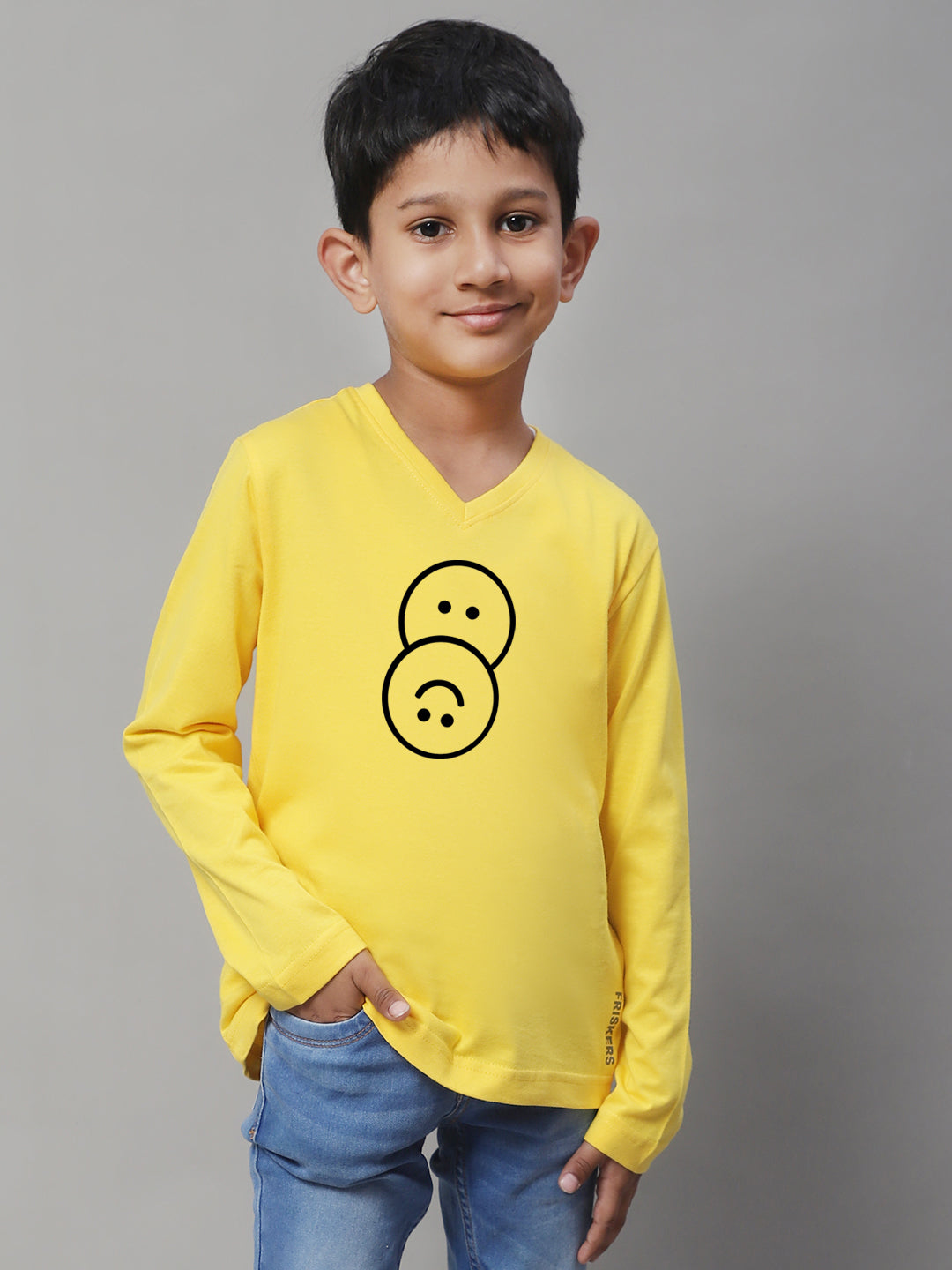 Boys Smiley Full Sleeves Printed T-Shirt - Friskers