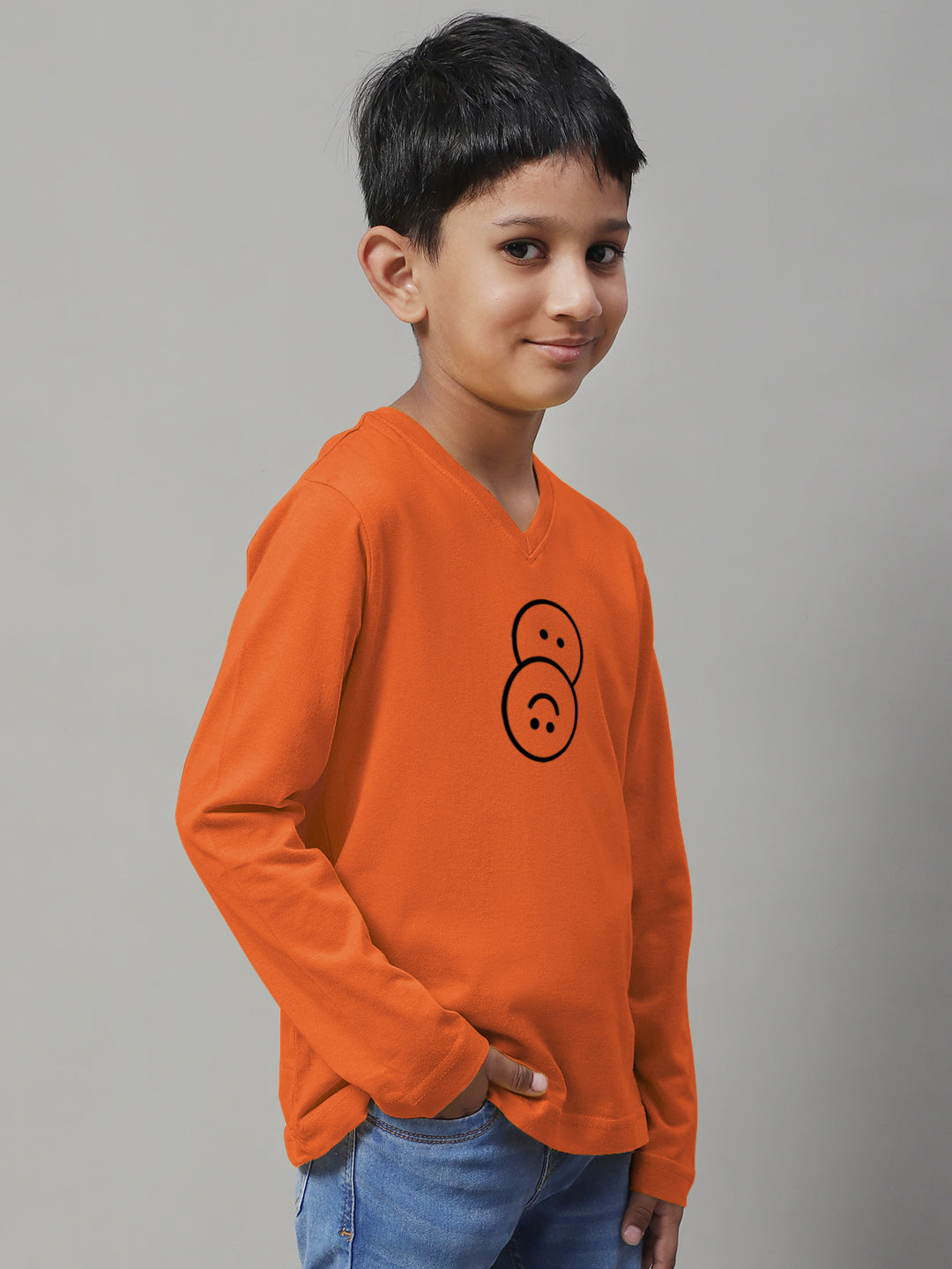 Boys Smiley Full Sleeves Printed T-Shirt - Friskers