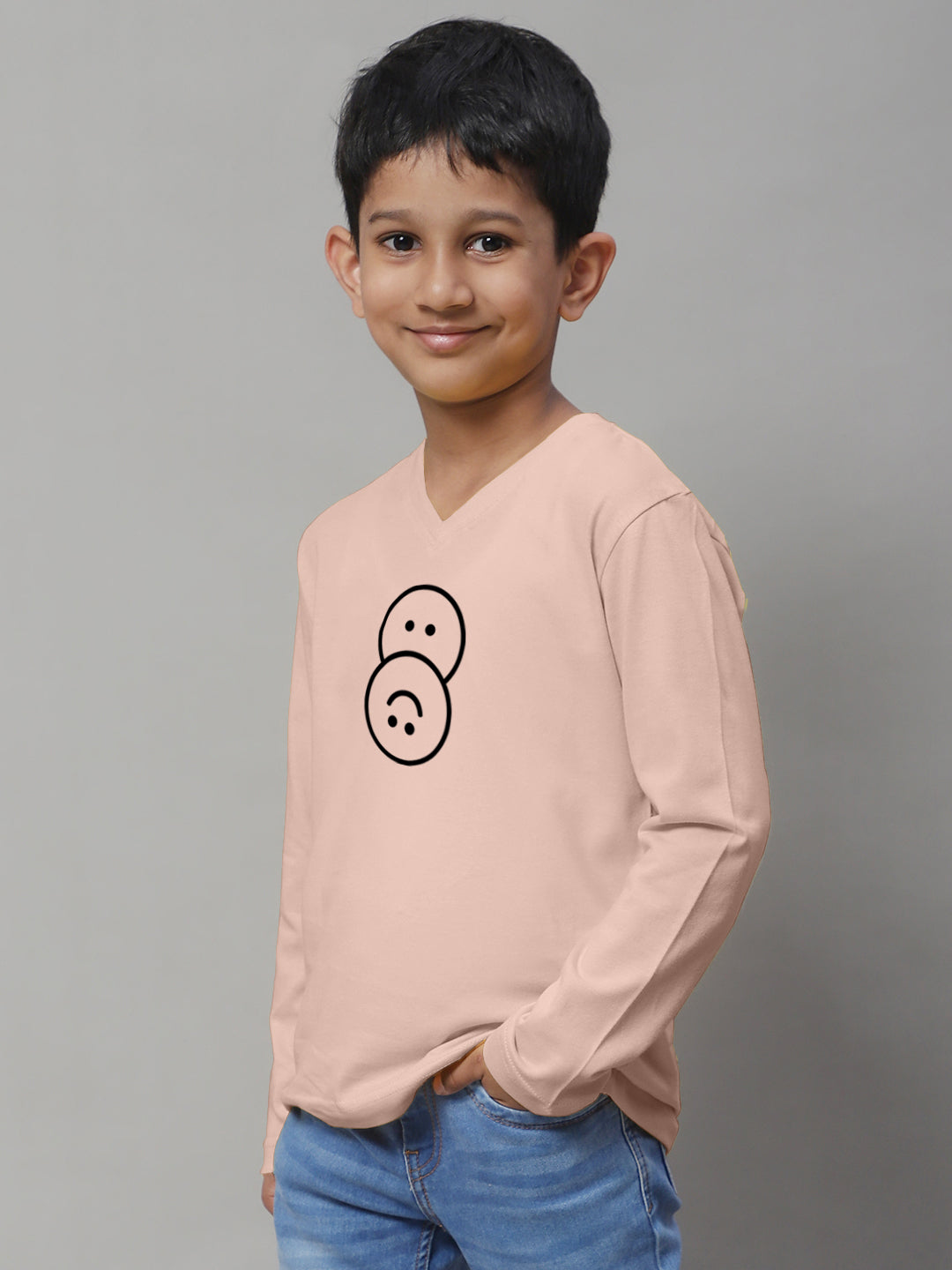 Boys Smiley Full Sleeves Printed T-Shirt - Friskers