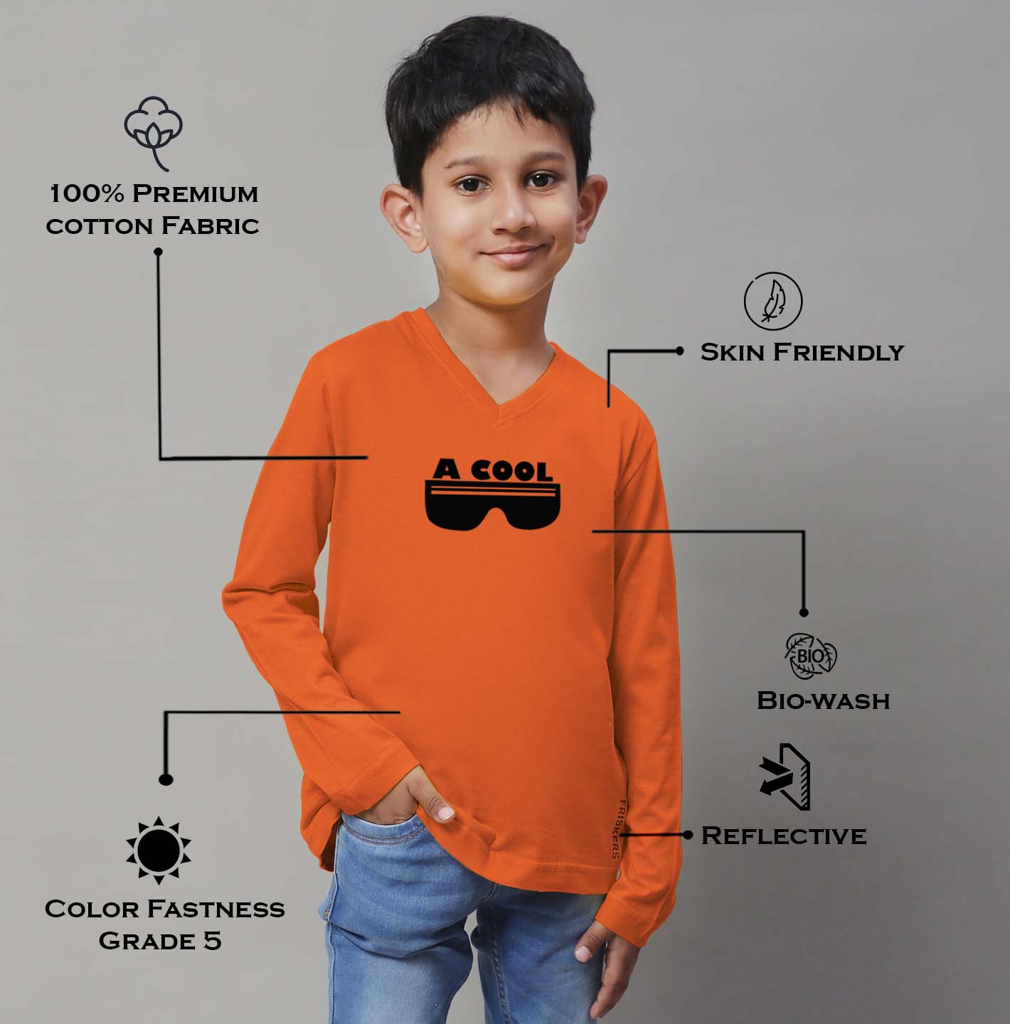 Boys Cool Full Sleeves Printed T-Shirt - Friskers