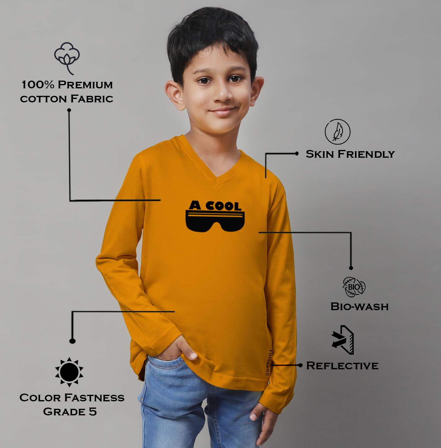 Boys Cool Full Sleeves Printed T-Shirt - Friskers