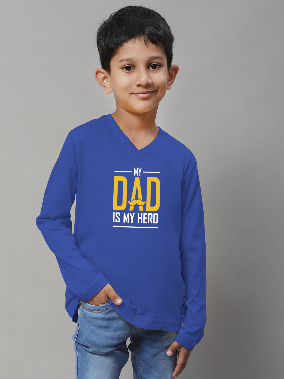 Boys My Dad Is My Hero Full Sleeves Printed T-Shirt - Friskers