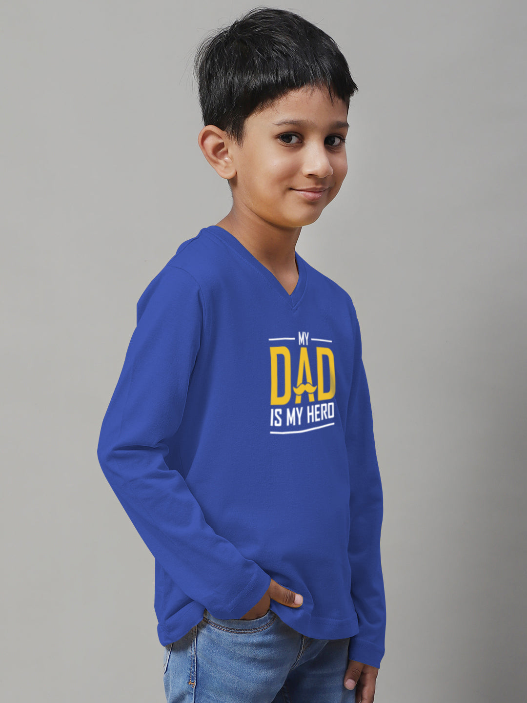 Boys My Dad Is My Hero Full Sleeves Printed T-Shirt - Friskers