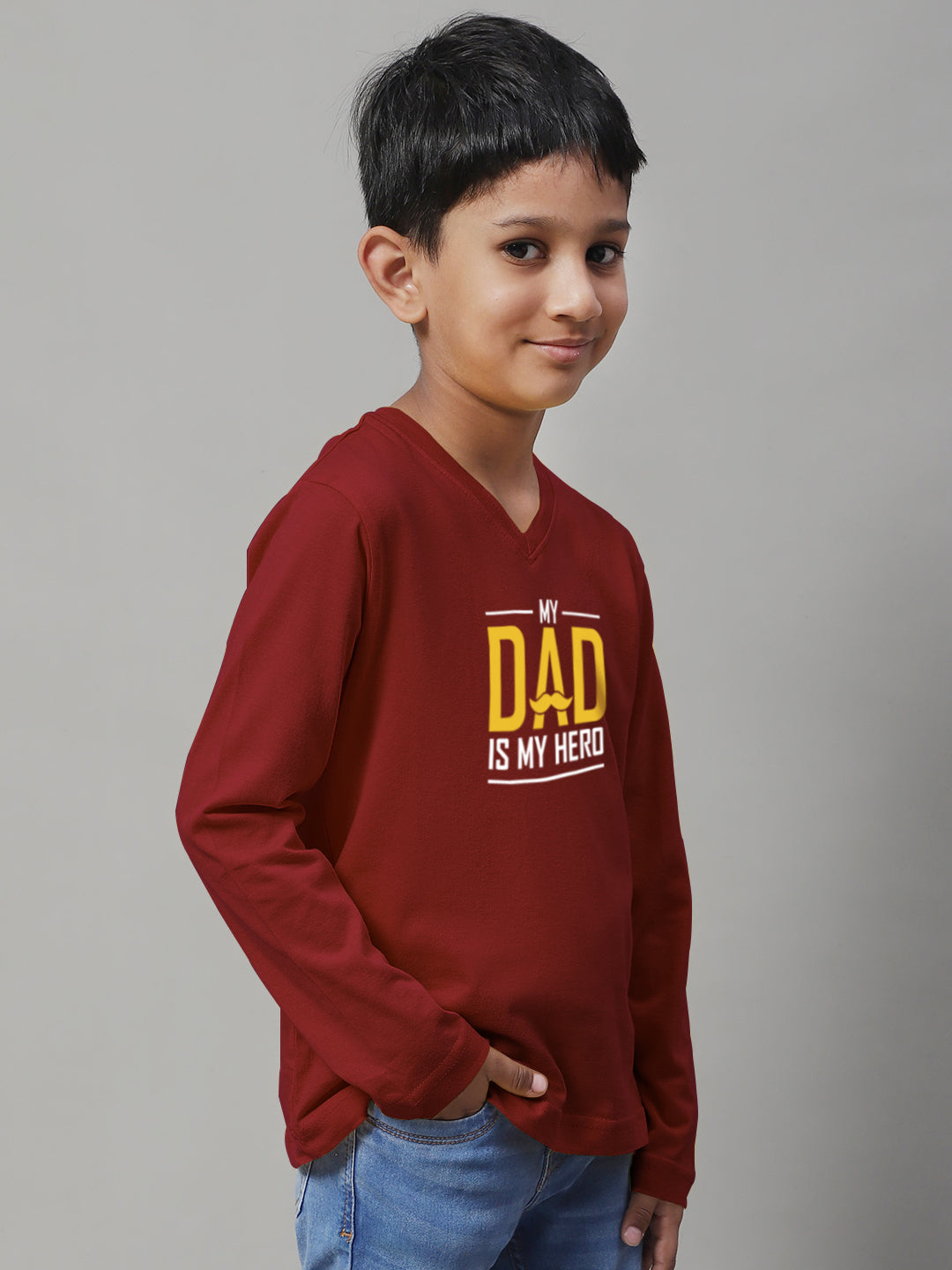 Boys My Dad Is My Hero Full Sleeves Printed T-Shirt - Friskers