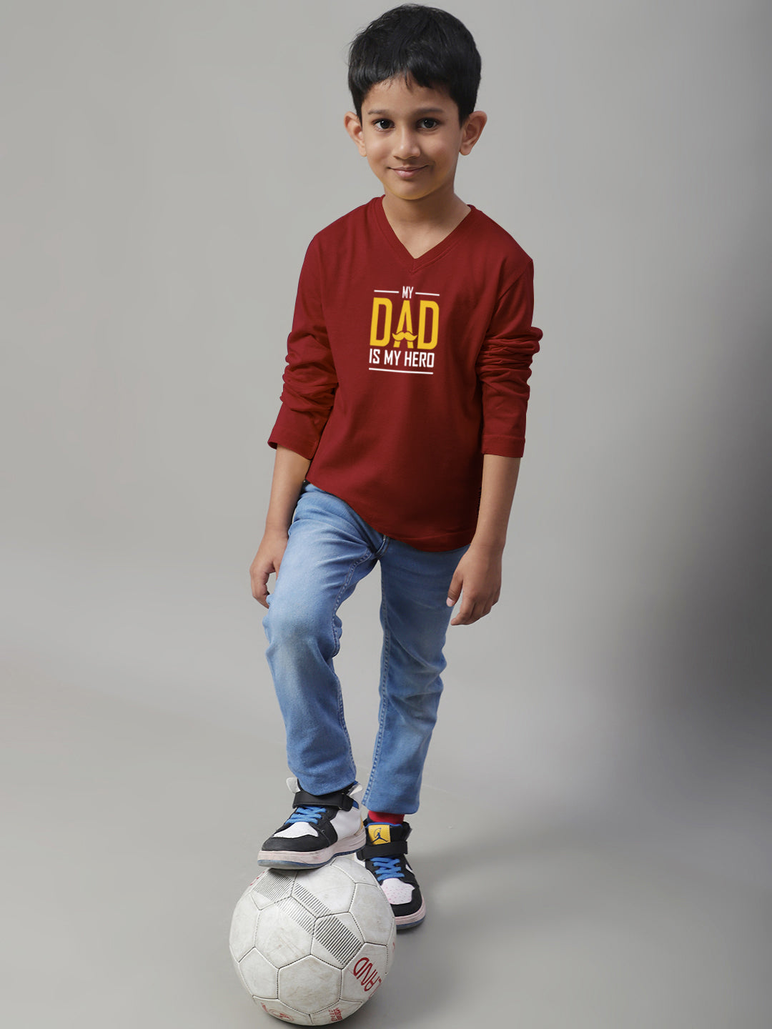 Boys My Dad Is My Hero Full Sleeves Printed T-Shirt - Friskers