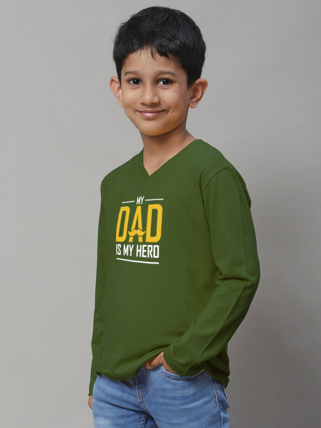 Boys My Dad Is My Hero Full Sleeves Printed T-Shirt - Friskers