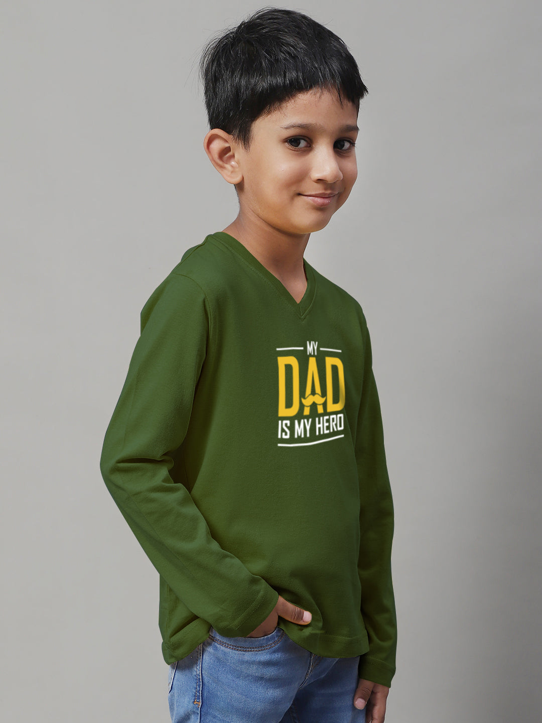 Boys My Dad Is My Hero Full Sleeves Printed T-Shirt - Friskers