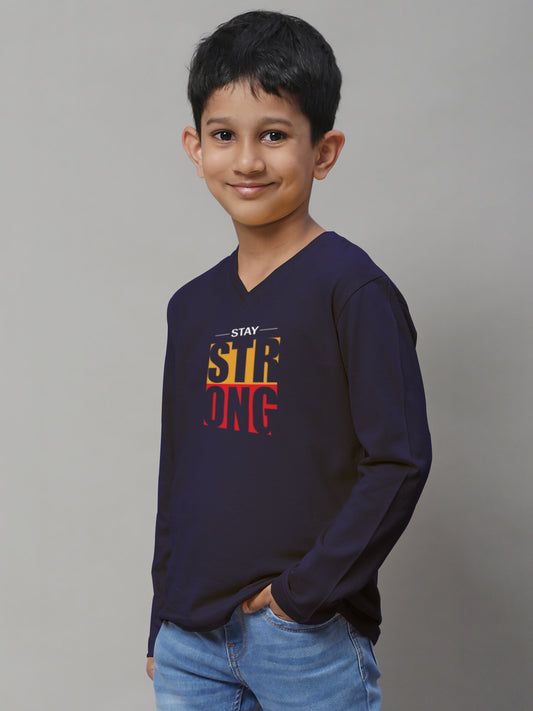 Boys Stay Strong Full Sleeves Printed T-Shirt - Friskers