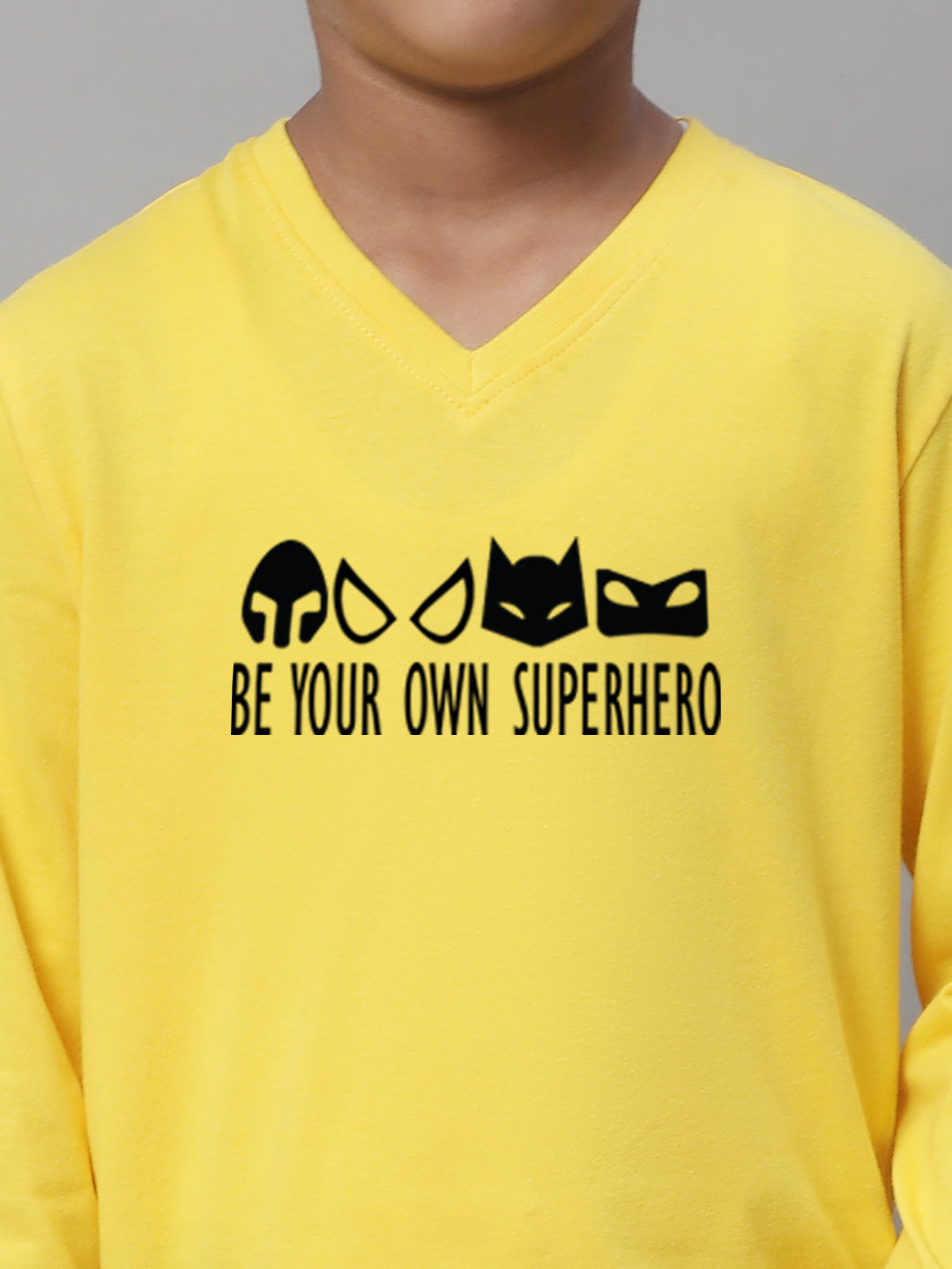Boys Be Your Own Superhero Full Sleeves Printed T-Shirt - Friskers