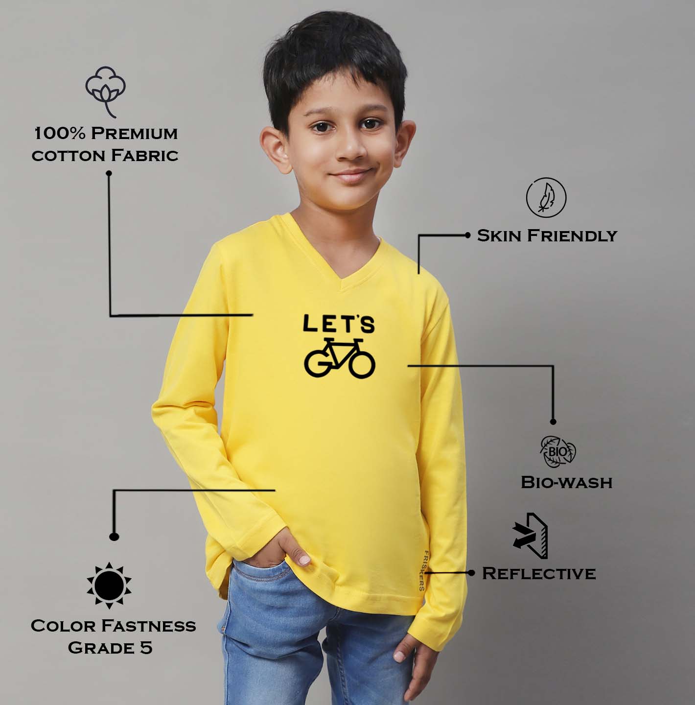 Boys Lets Full Sleeves Printed T-Shirt - Friskers