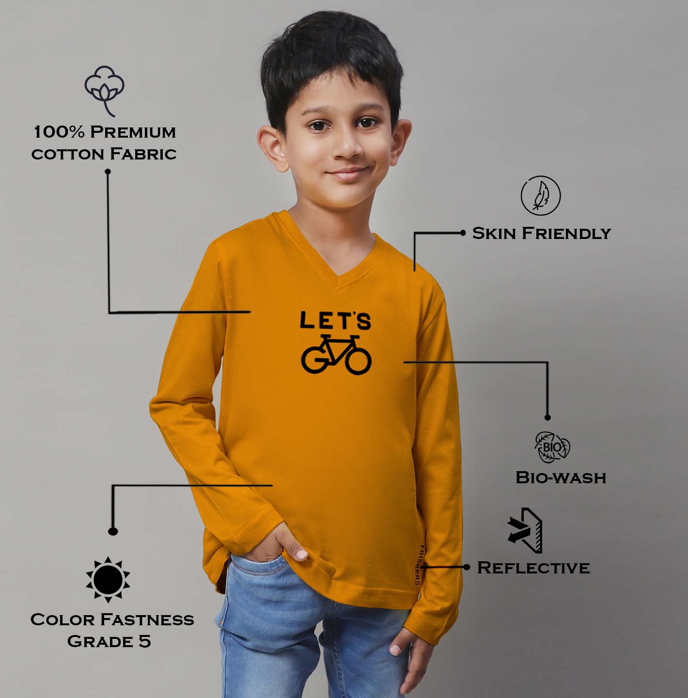 Boys Lets Full Sleeves Printed T-Shirt - Friskers