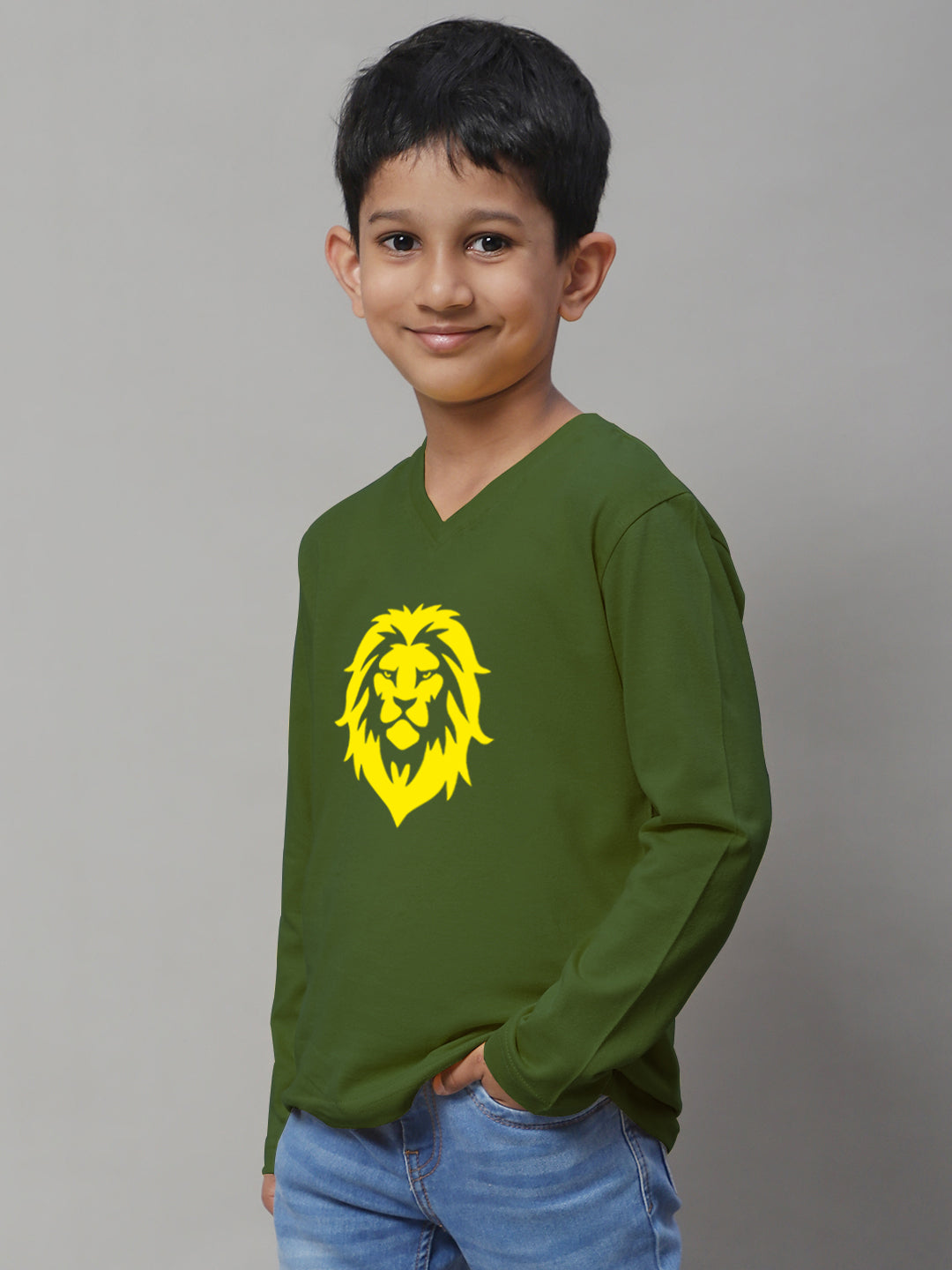 Boys Lion Full Sleeves Printed T-Shirt - Friskers