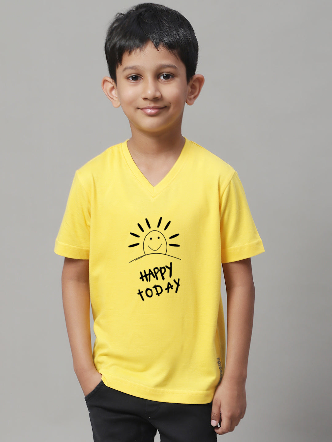 Boys Happy Today Half Sleeves Printed T-Shirt - Friskers