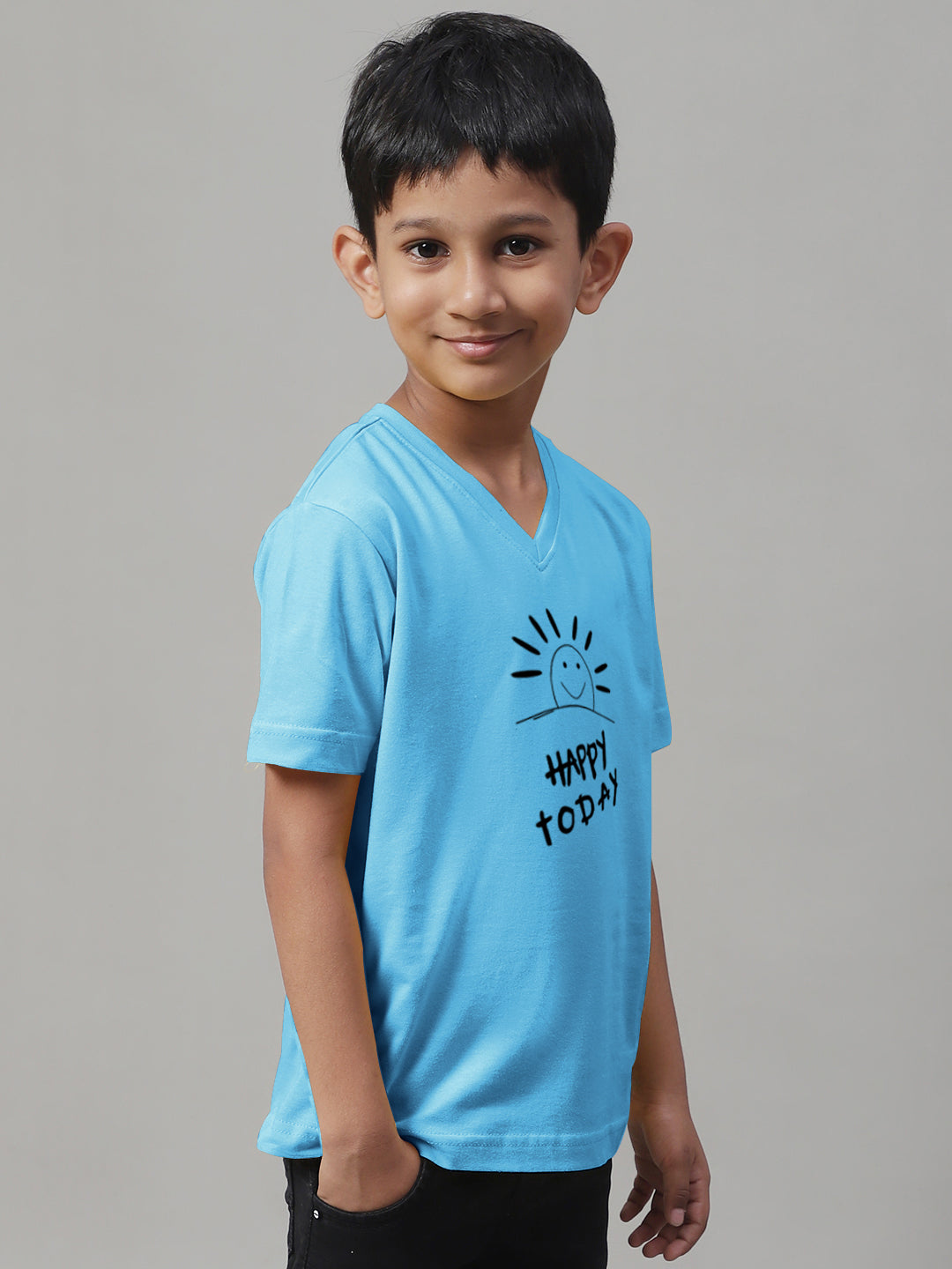 Boys Happy Today Half Sleeves Printed T-Shirt - Friskers