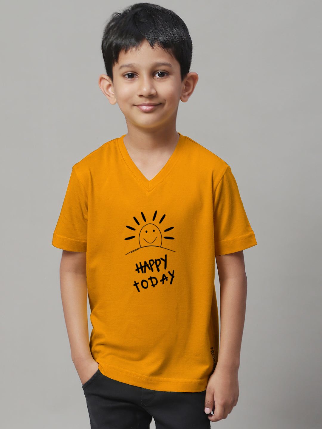 Boys Happy Today Half Sleeves Printed T-Shirt - Friskers