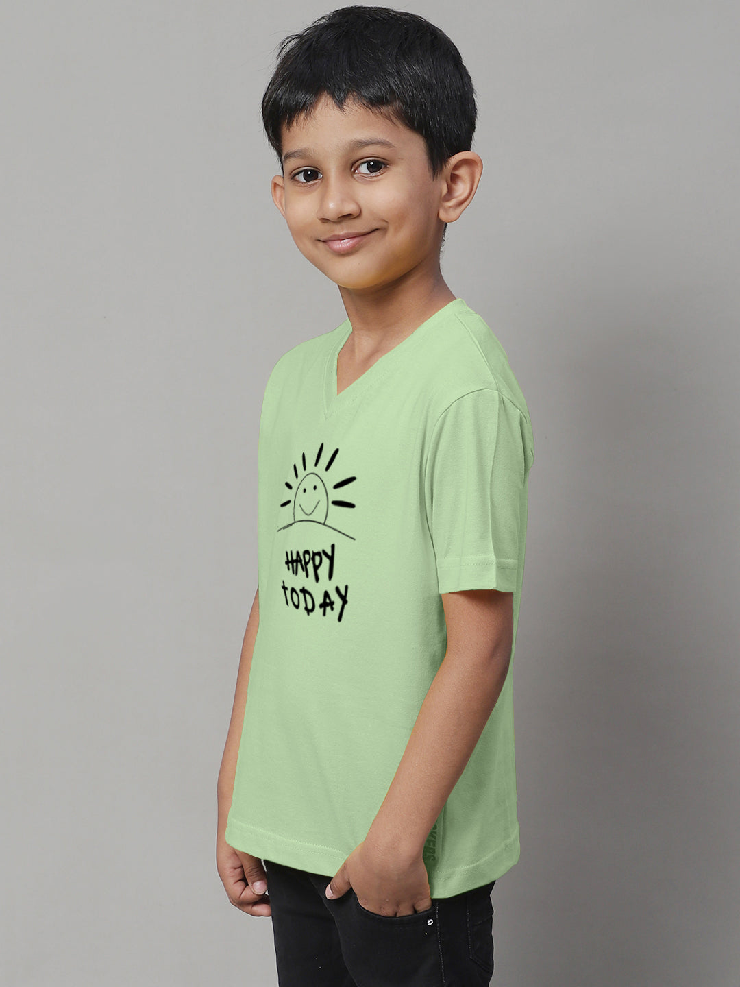 Boys Happy Today Half Sleeves Printed T-Shirt - Friskers