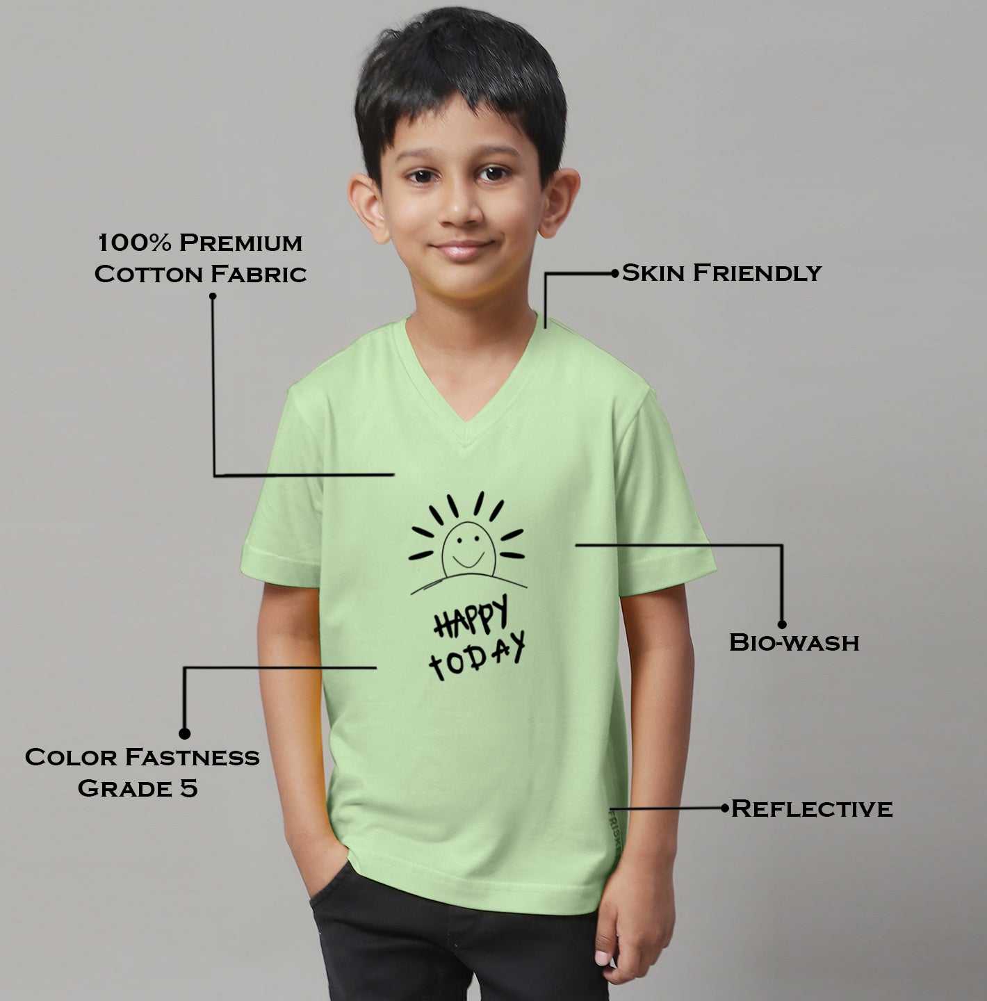 Boys Happy Today Half Sleeves Printed T-Shirt - Friskers