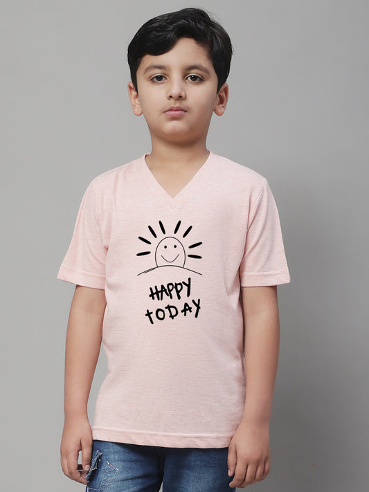 Boys Happy Today Half Sleeves Printed T-Shirt - Friskers