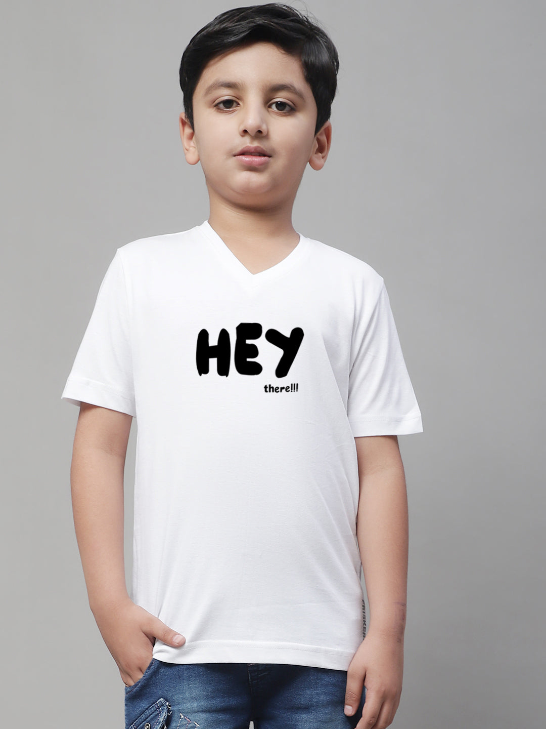 Boys Hey Half Sleeves Printed T-Shirt - Friskers