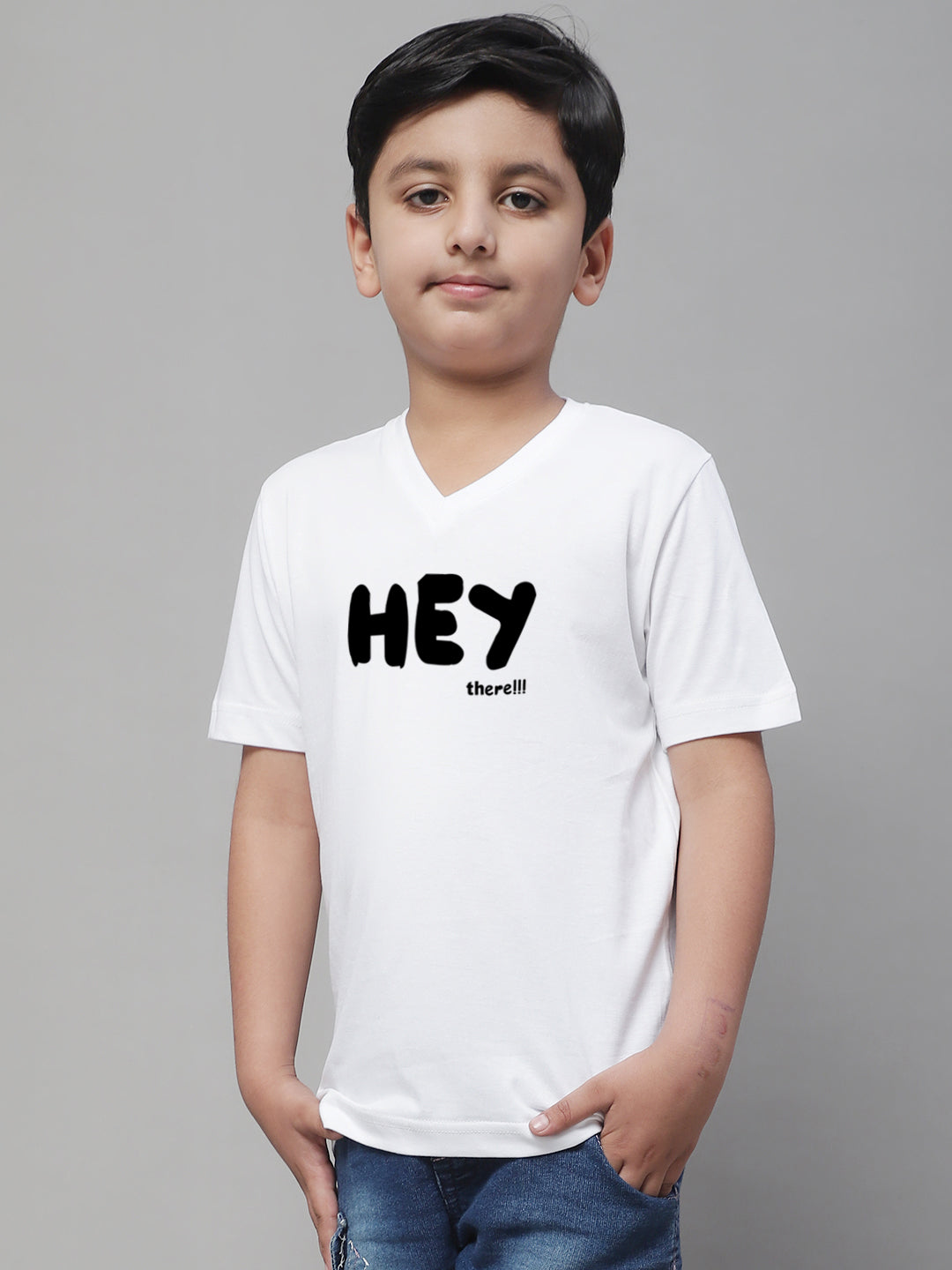 Boys Hey Half Sleeves Printed T-Shirt - Friskers