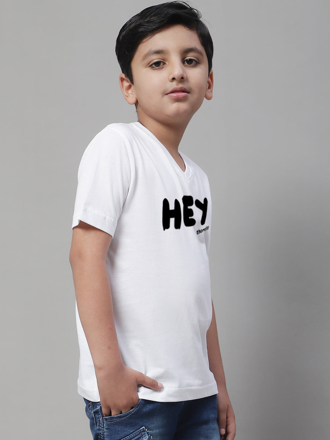 Boys Hey Half Sleeves Printed T-Shirt - Friskers