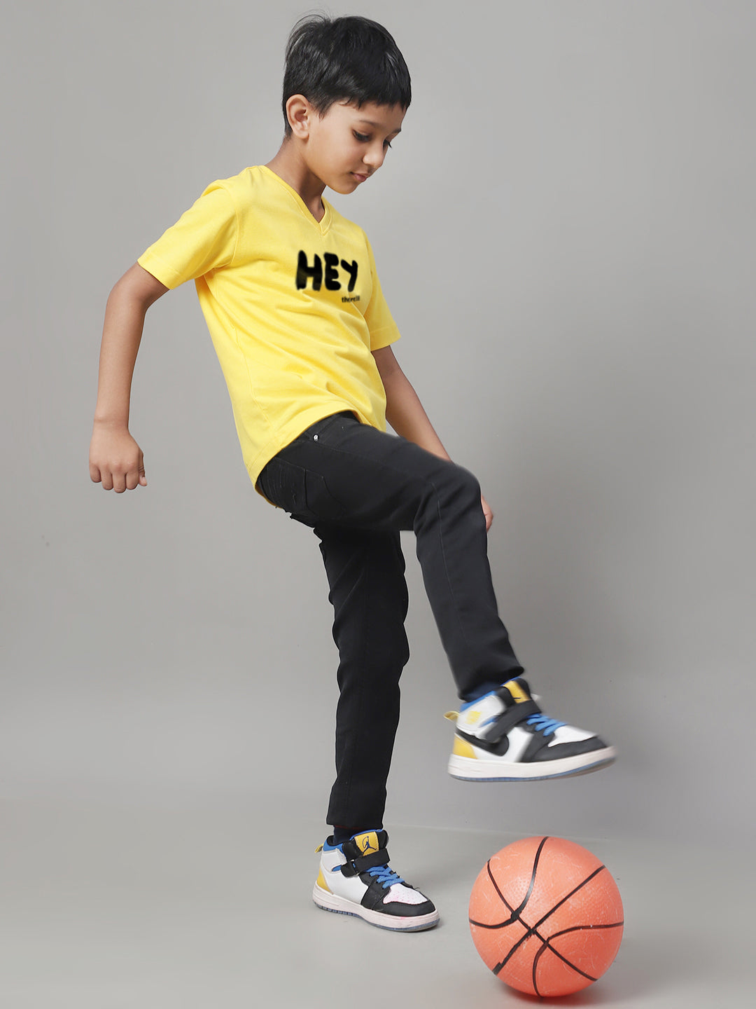 Boys Hey Half Sleeves Printed T-Shirt - Friskers