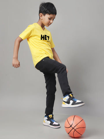 Boys Hey Half Sleeves Printed T-Shirt - Friskers