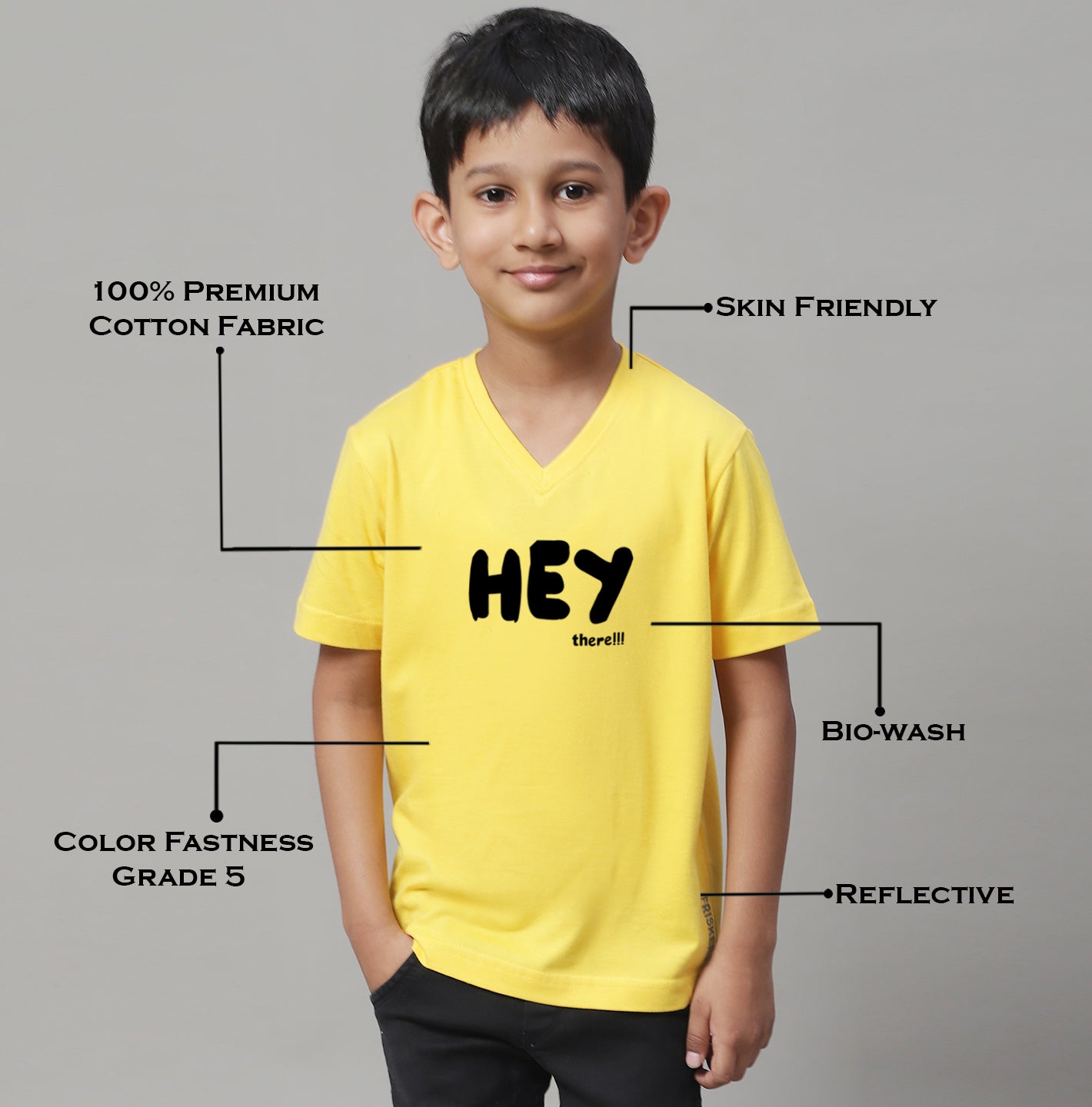 Boys Hey Half Sleeves Printed T-Shirt - Friskers