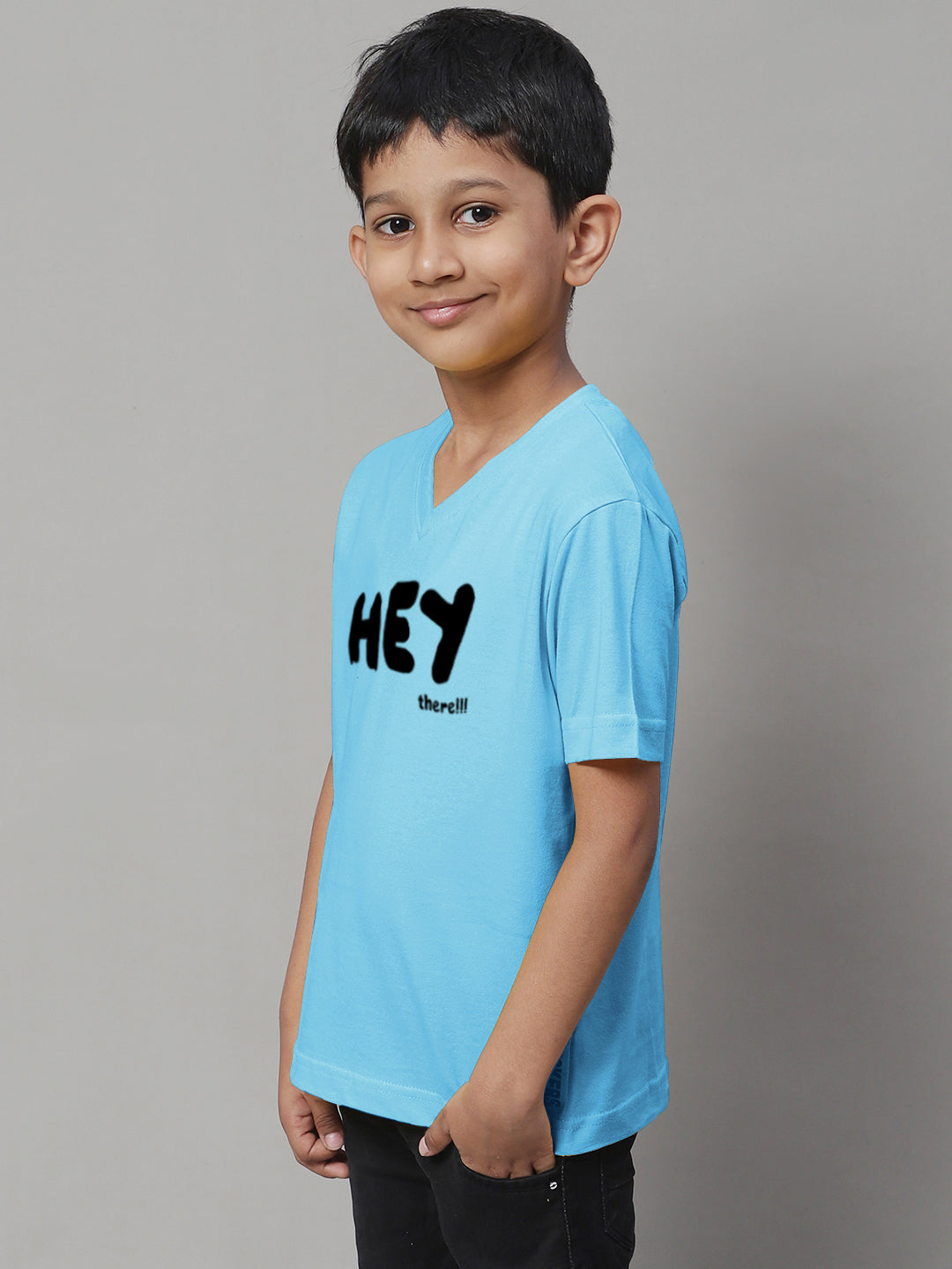 Boys Hey Half Sleeves Printed T-Shirt - Friskers