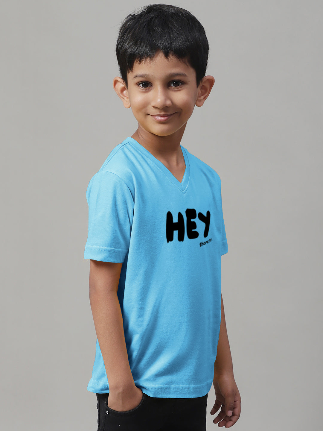 Boys Hey Half Sleeves Printed T-Shirt - Friskers