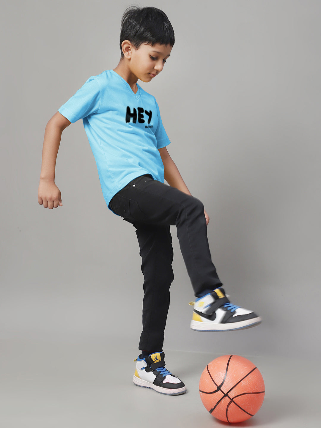 Boys Hey Half Sleeves Printed T-Shirt - Friskers