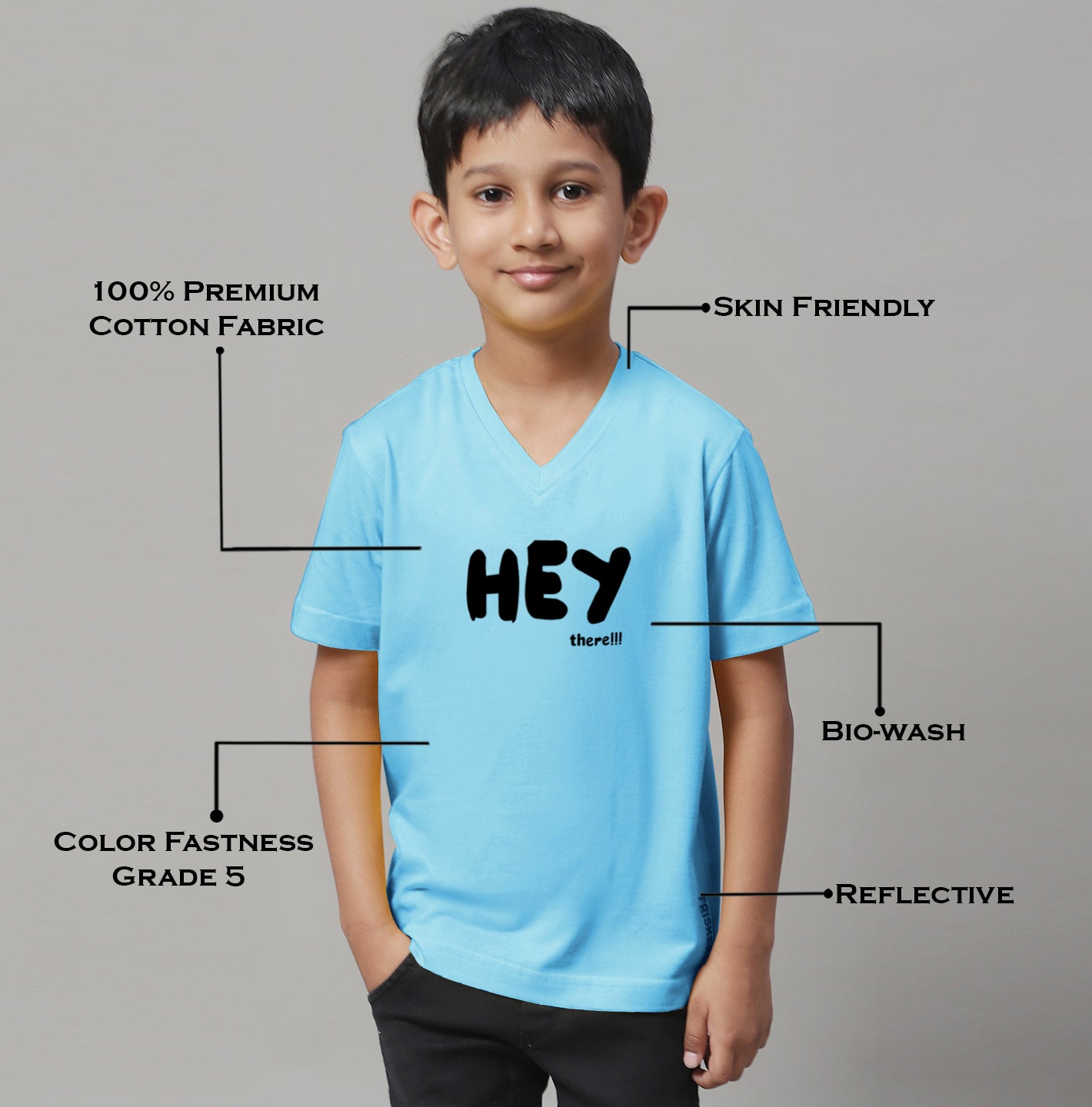 Boys Hey Half Sleeves Printed T-Shirt - Friskers