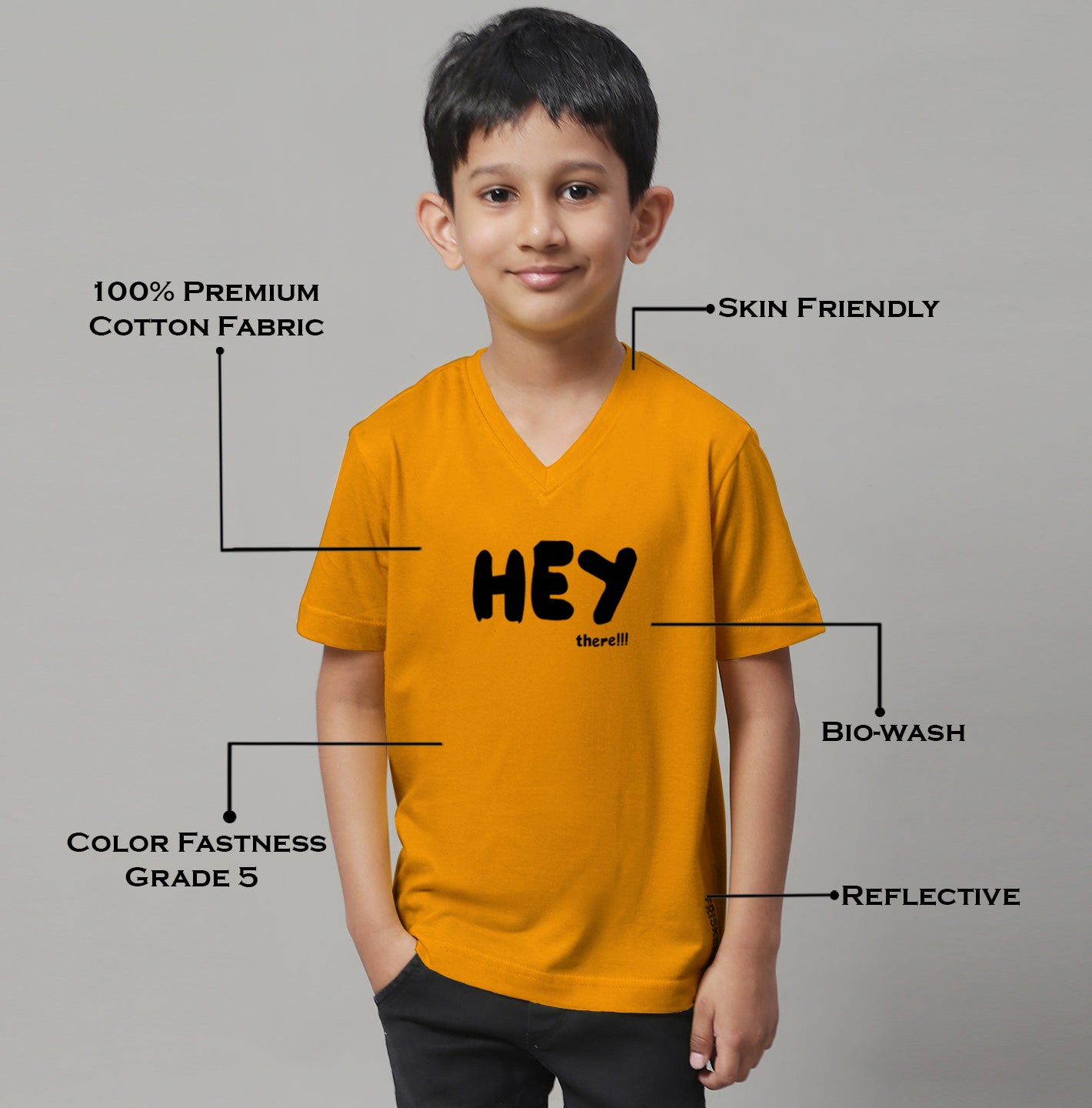 Boys Hey Half Sleeves Printed T-Shirt - Friskers