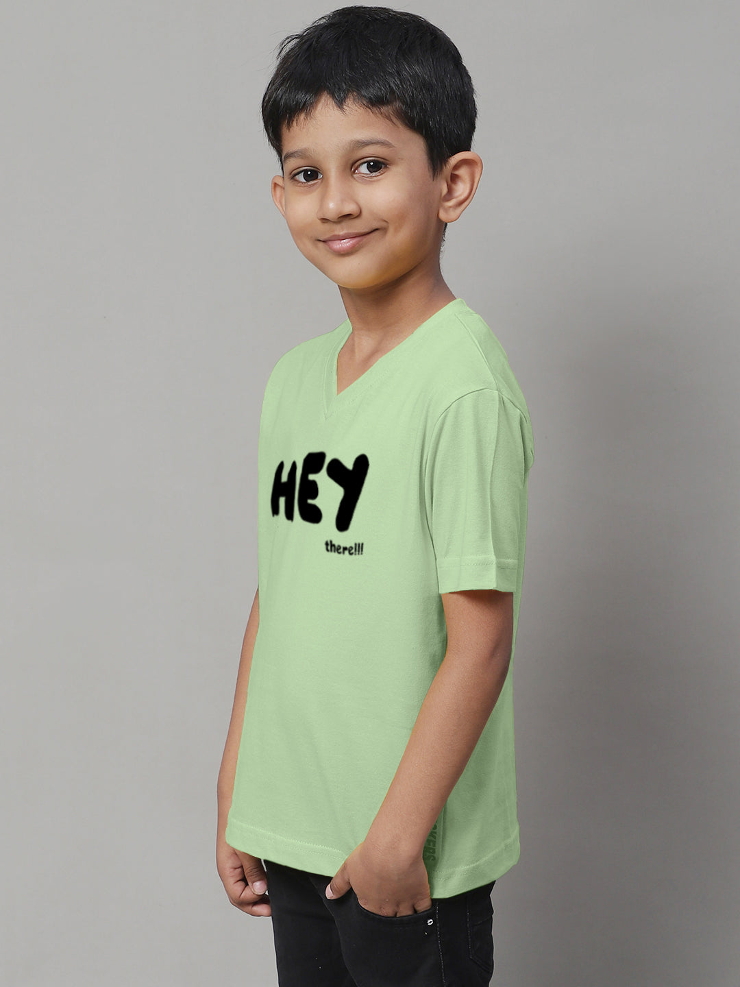 Boys Hey Half Sleeves Printed T-Shirt - Friskers