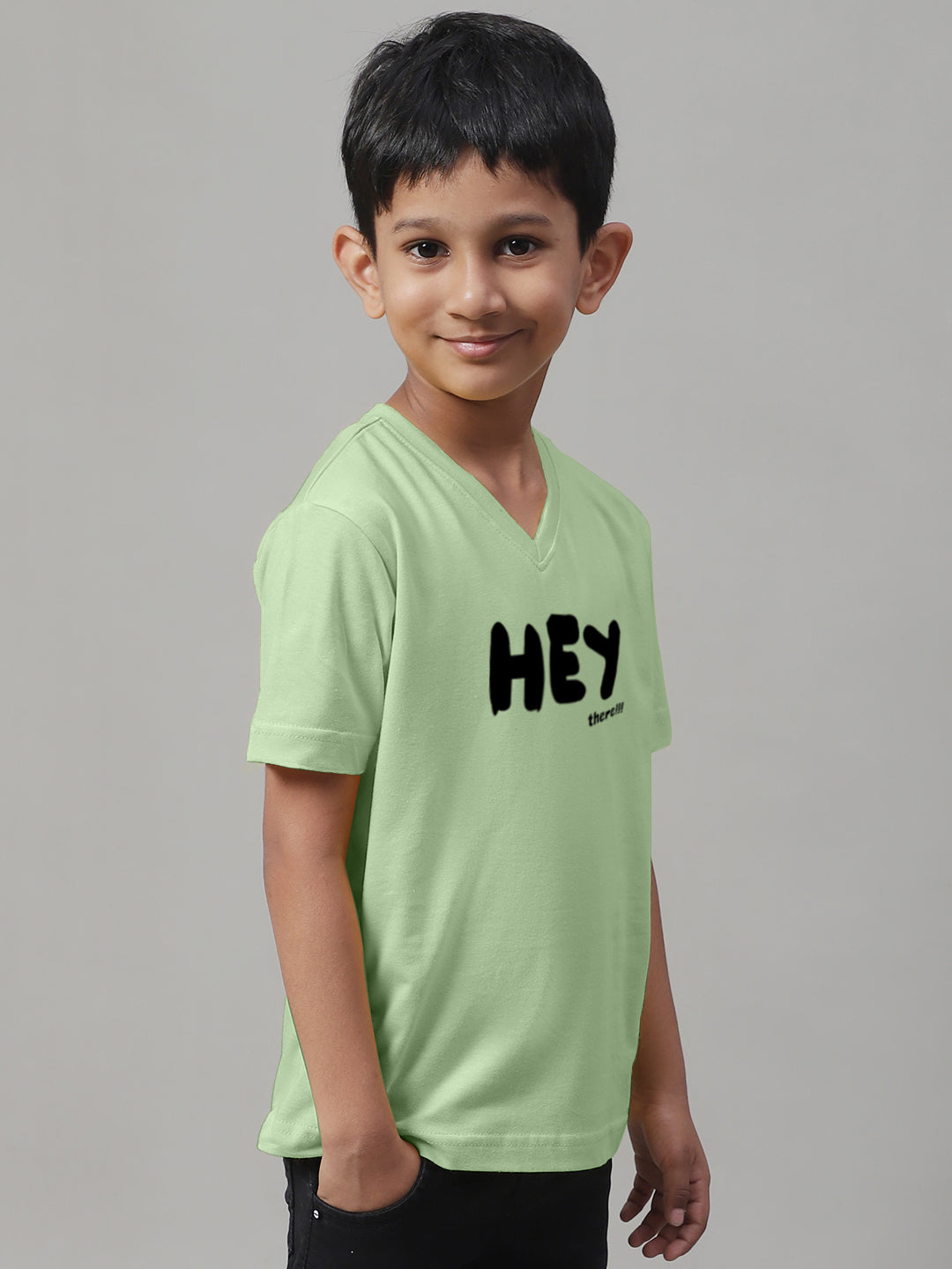 Boys Hey Half Sleeves Printed T-Shirt - Friskers