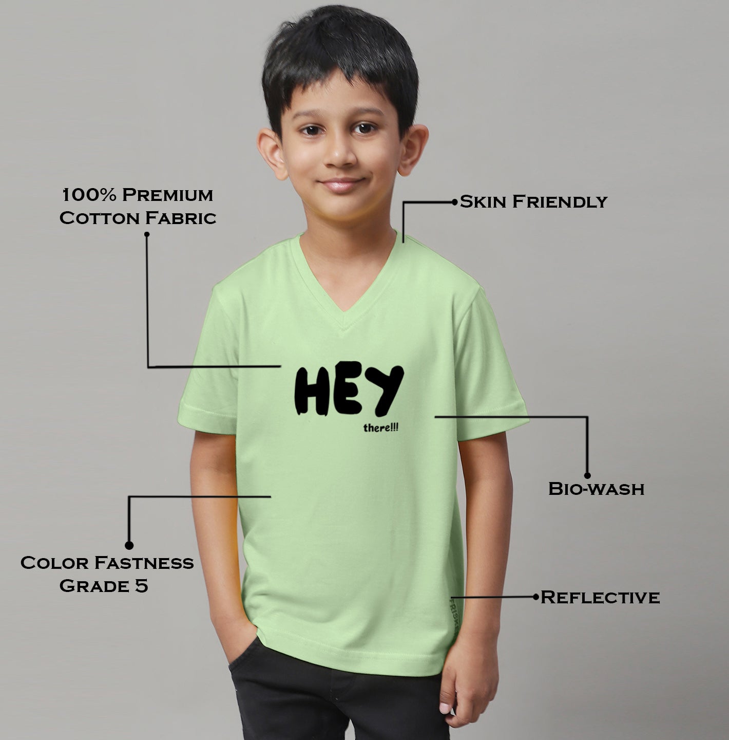 Boys Hey Half Sleeves Printed T-Shirt - Friskers