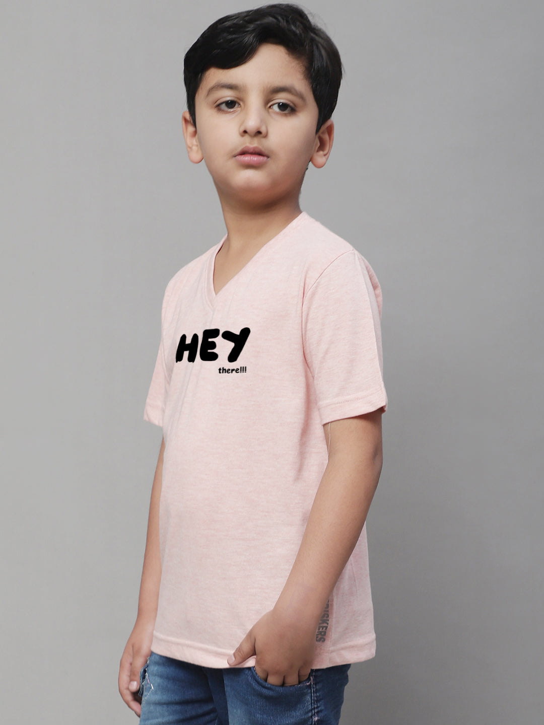 Boys Hey Half Sleeves Printed T-Shirt - Friskers