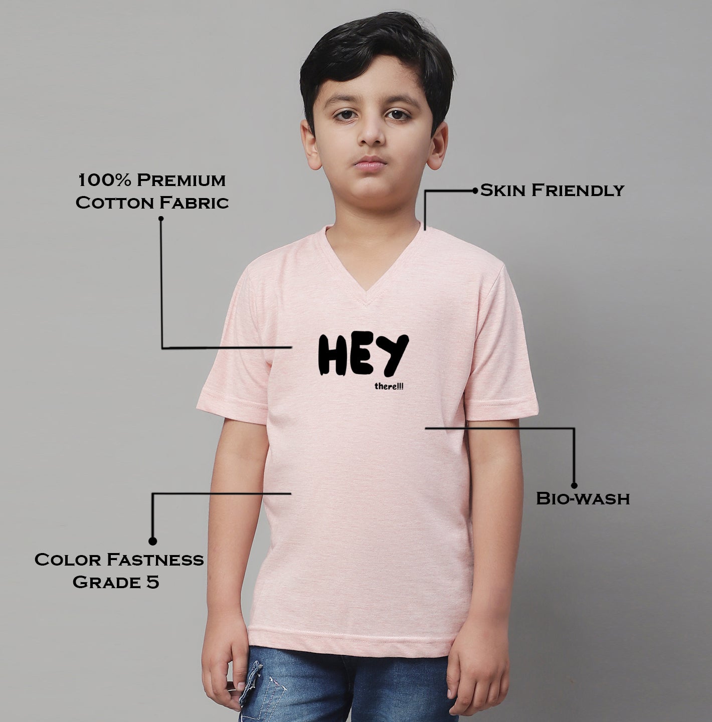 Boys Hey Half Sleeves Printed T-Shirt - Friskers