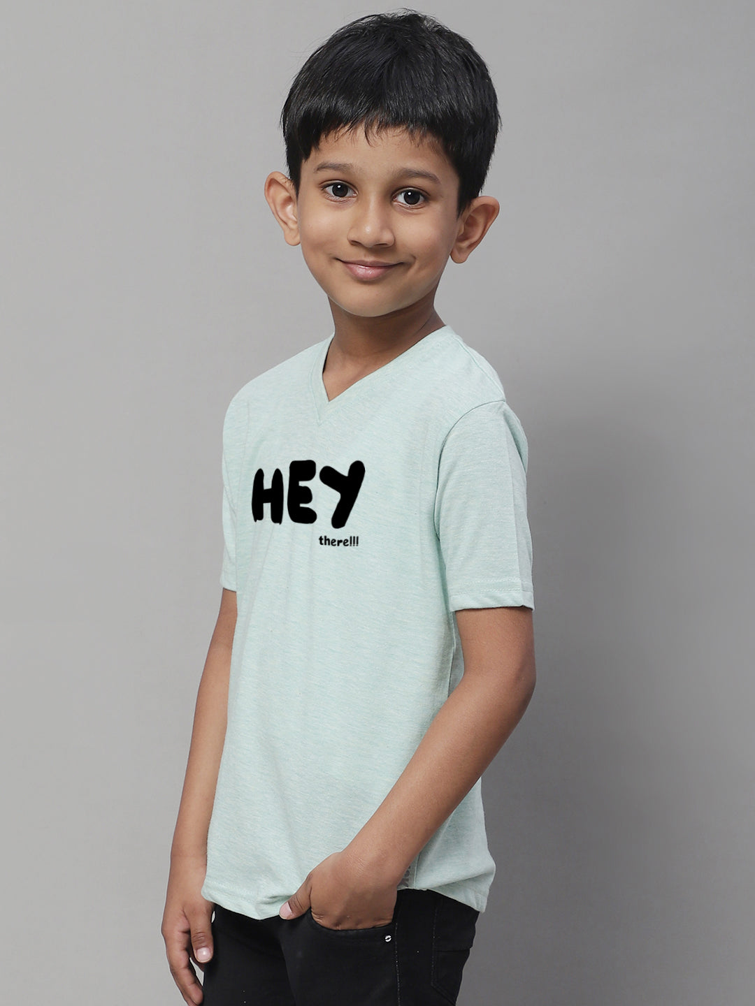 Boys Hey Half Sleeves Printed T-Shirt - Friskers