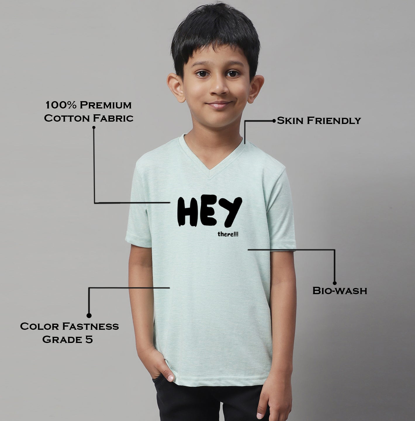 Boys Hey Half Sleeves Printed T-Shirt - Friskers