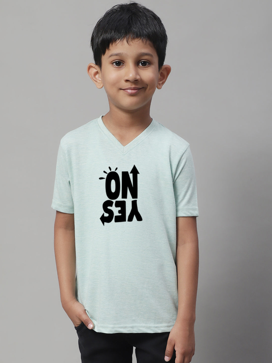 Boys No Yes Half Sleeves Printed T-Shirt - Friskers