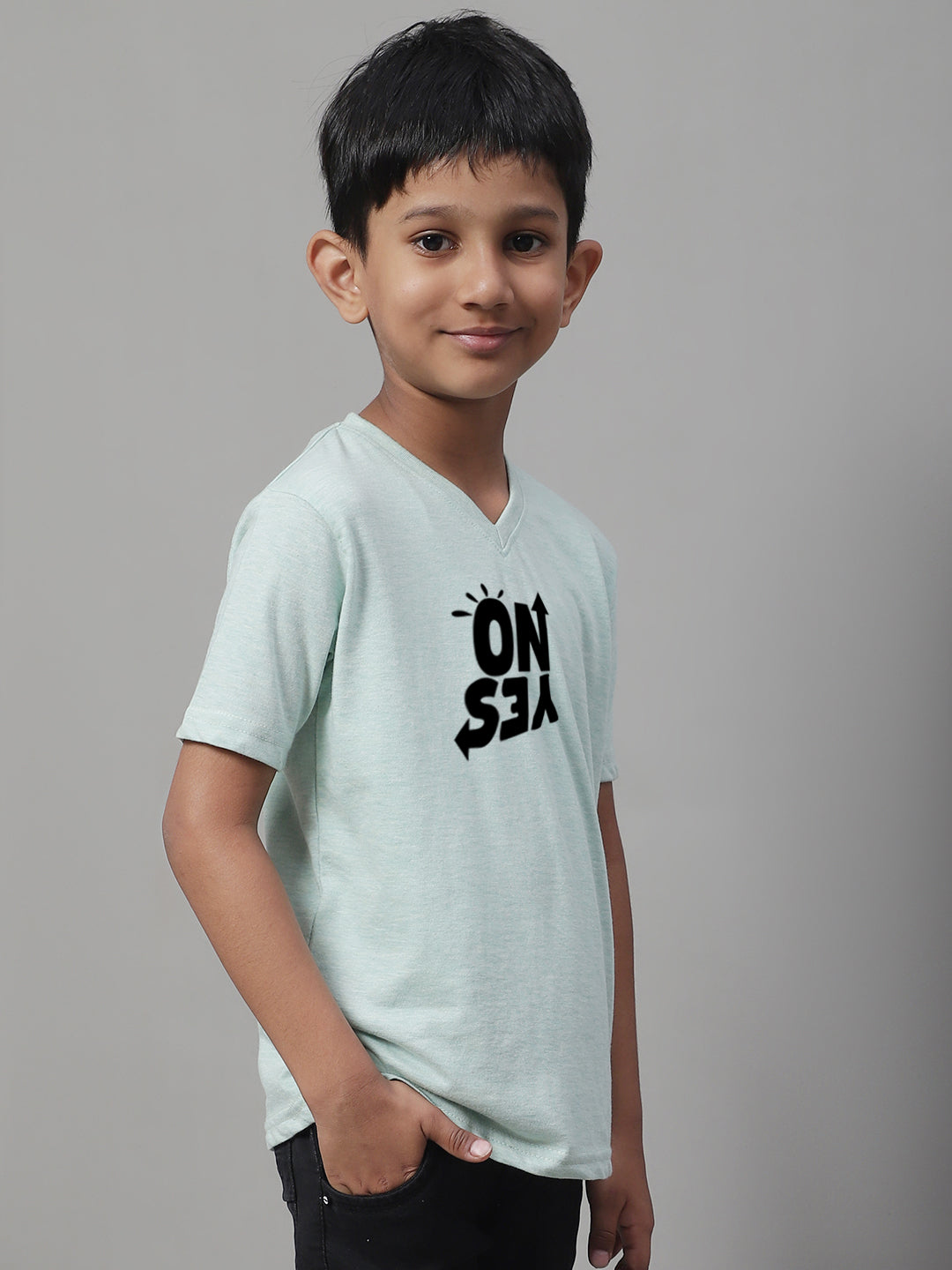 Boys No Yes Half Sleeves Printed T-Shirt - Friskers