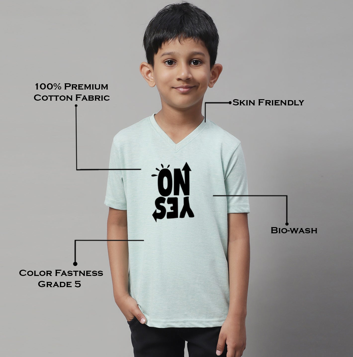 Boys No Yes Half Sleeves Printed T-Shirt - Friskers