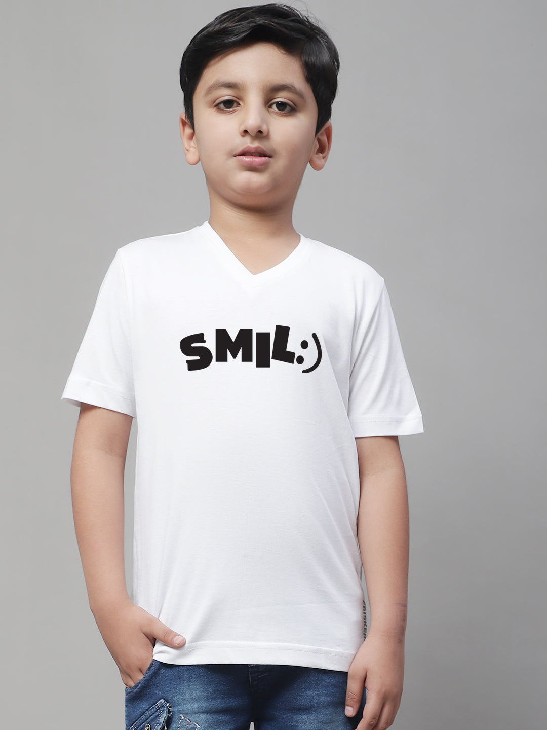 Boys Smile Half Sleeves Printed T-Shirt - Friskers