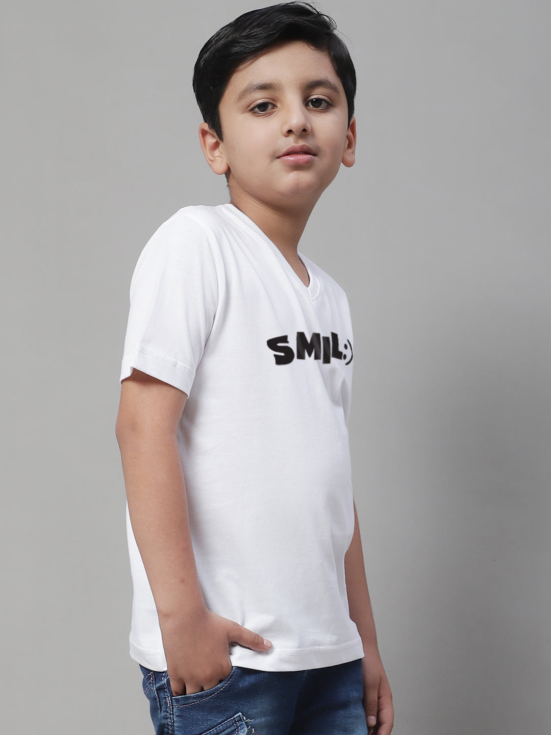 Boys Smile Half Sleeves Printed T-Shirt - Friskers