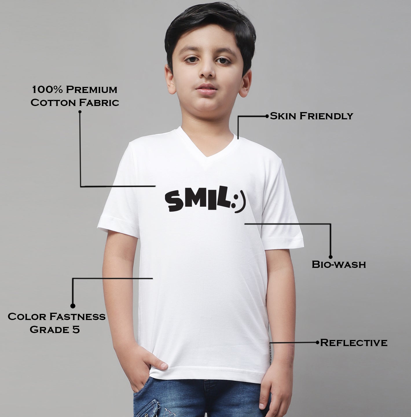 Boys Smile Half Sleeves Printed T-Shirt - Friskers