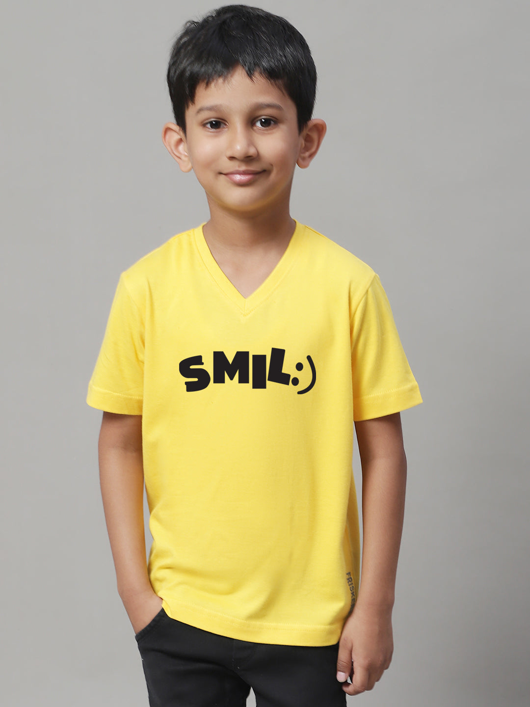 Boys Smile Half Sleeves Printed T-Shirt - Friskers