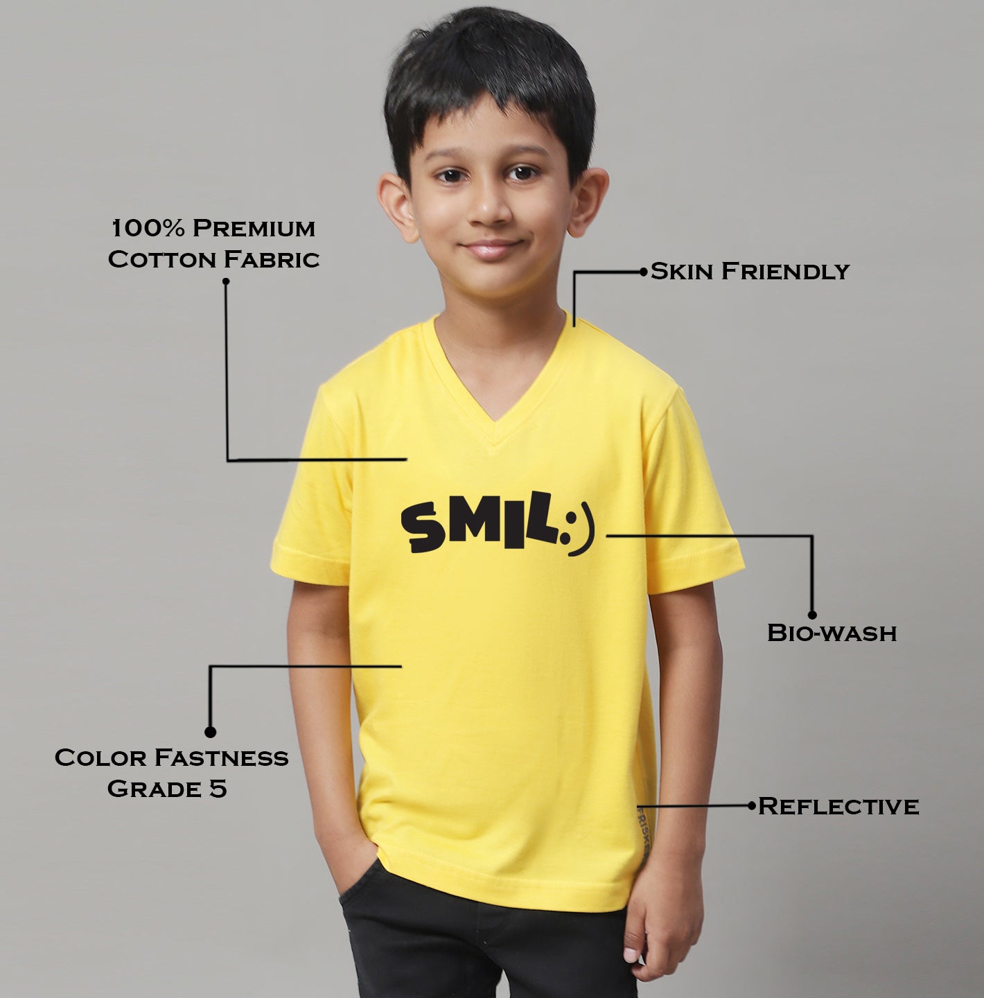 Boys Smile Half Sleeves Printed T-Shirt - Friskers